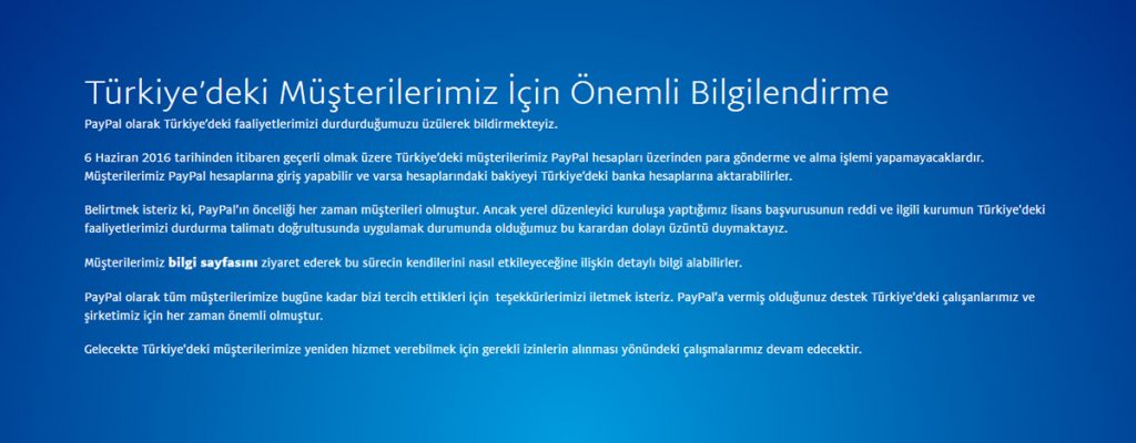 PayPal Türkiye Açıklaması